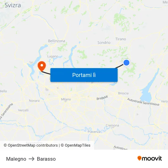 Malegno to Barasso map