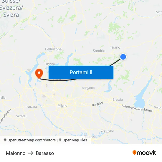 Malonno to Barasso map