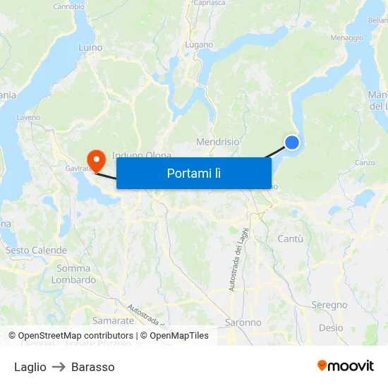 Laglio to Barasso map