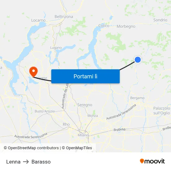 Lenna to Barasso map