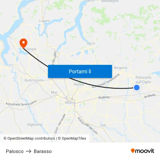 Palosco to Barasso map