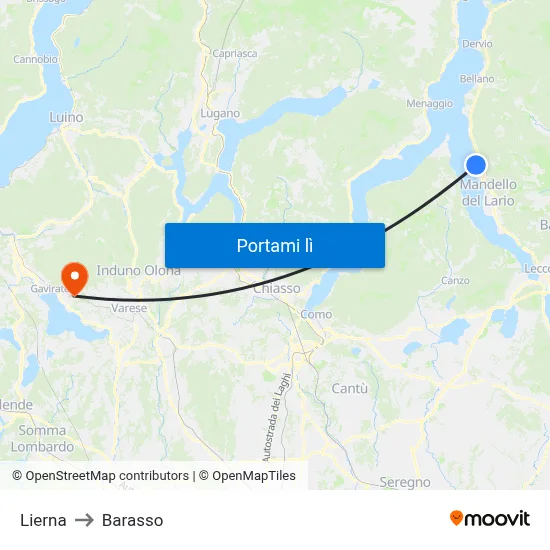 Lierna to Barasso map