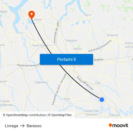 Livraga to Barasso map