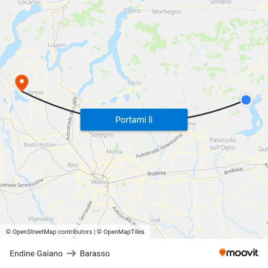 Endine Gaiano to Barasso map