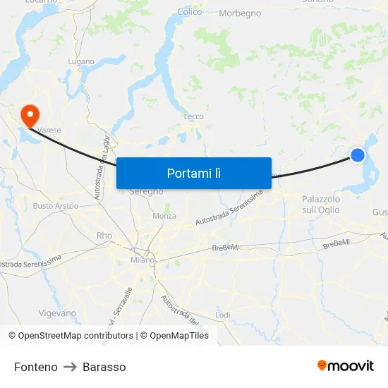 Fonteno to Barasso map