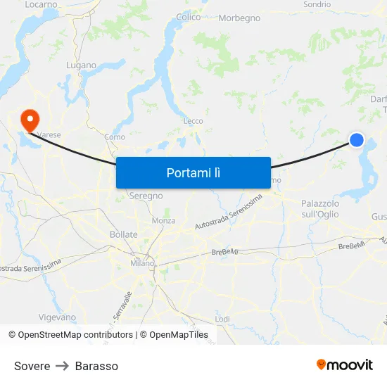 Sovere to Barasso map