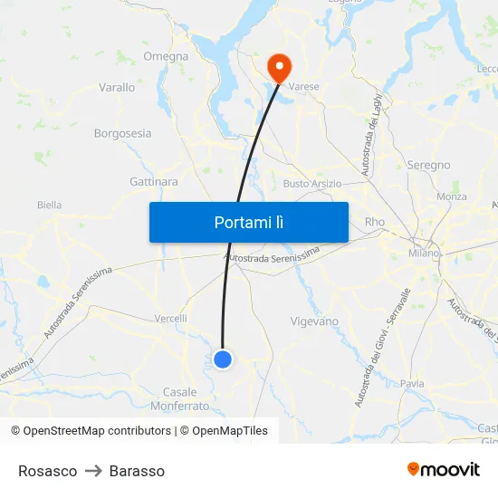 Rosasco to Barasso map
