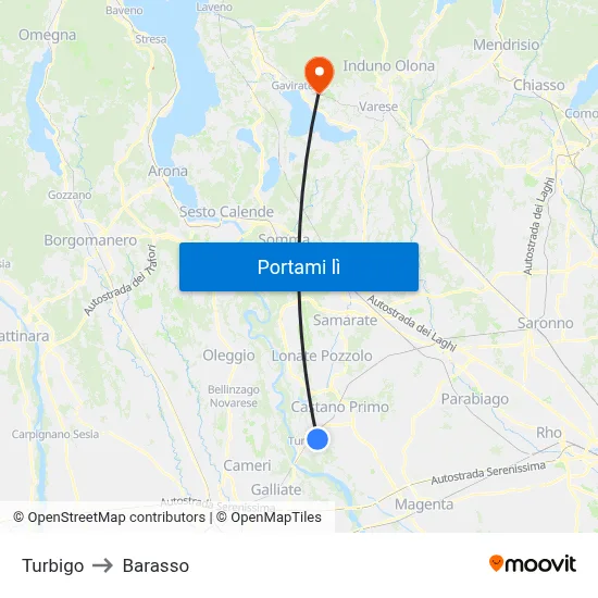 Turbigo to Barasso map