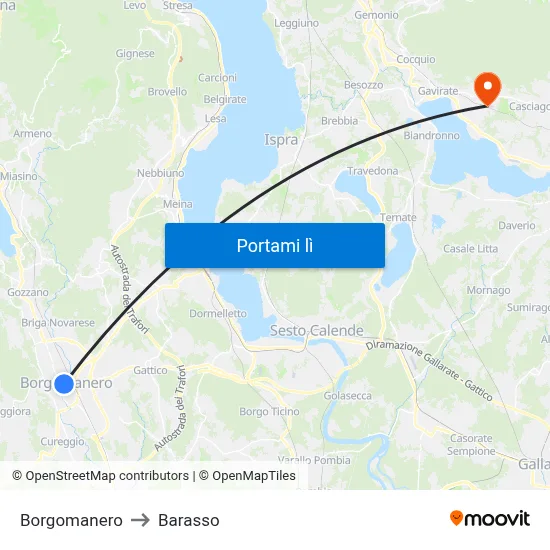 Borgomanero to Barasso map