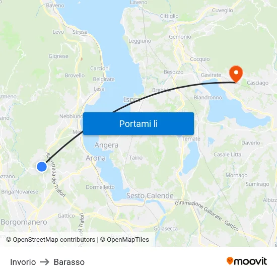 Invorio to Barasso map