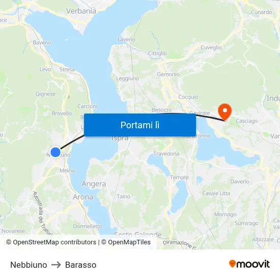 Nebbiuno to Barasso map