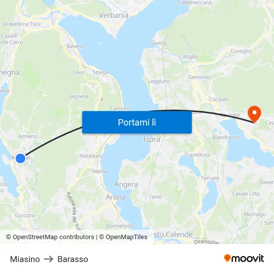 Miasino to Barasso map