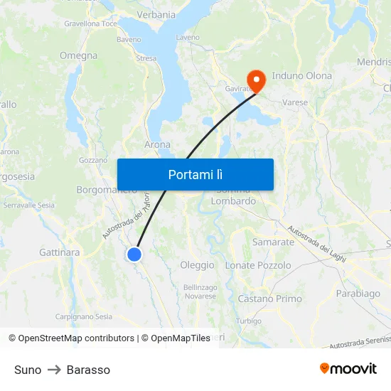 Suno to Barasso map
