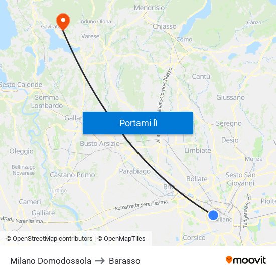 Milano Domodossola to Barasso map