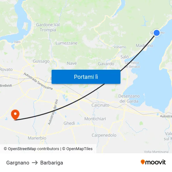 Gargnano to Barbariga map