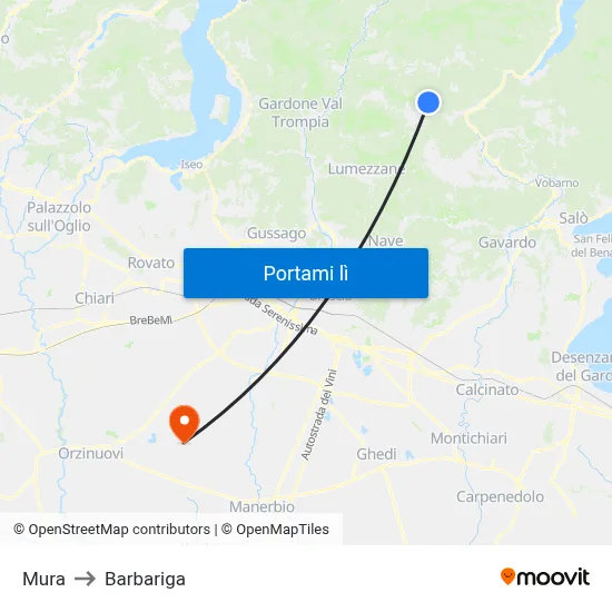 Mura to Barbariga map