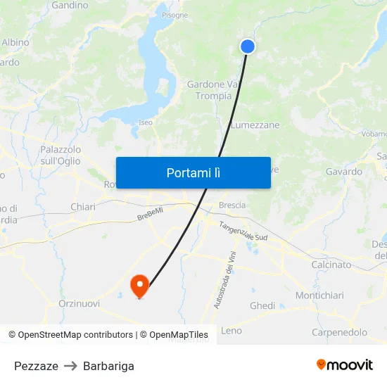 Pezzaze to Barbariga map