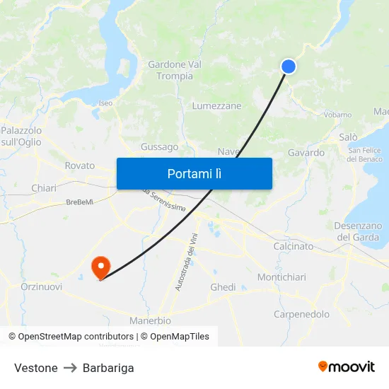 Vestone to Barbariga map