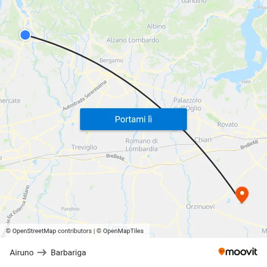 Airuno to Barbariga map