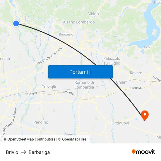 Brivio to Barbariga map