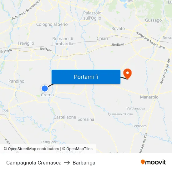 Campagnola Cremasca to Barbariga map