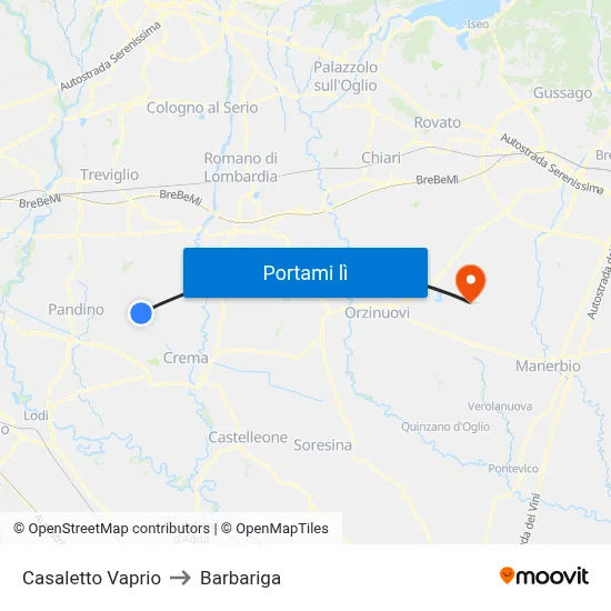 Casaletto Vaprio to Barbariga map