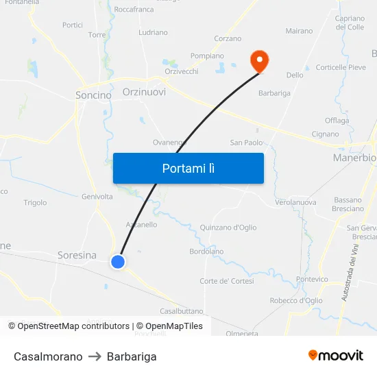 Casalmorano to Barbariga map