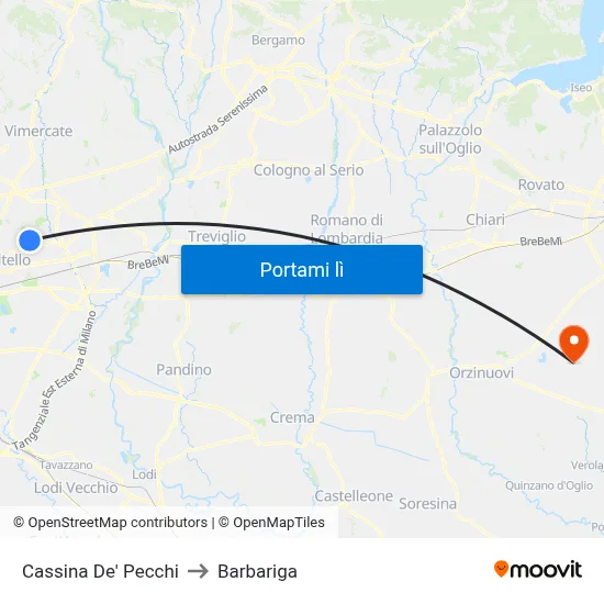 Cassina De' Pecchi to Barbariga map