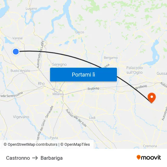 Castronno to Barbariga map