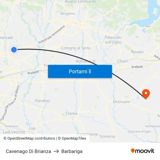 Cavenago Di Brianza to Barbariga map