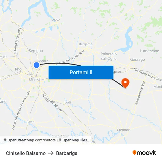 Cinisello Balsamo to Barbariga map