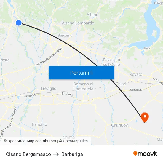 Cisano Bergamasco to Barbariga map