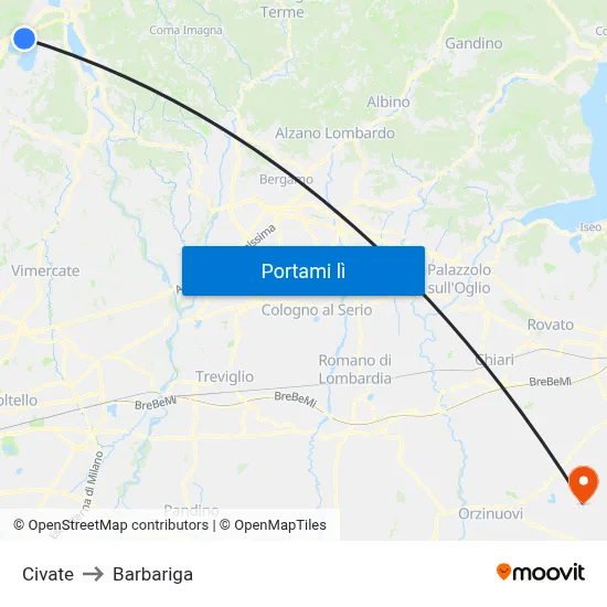 Civate to Barbariga map