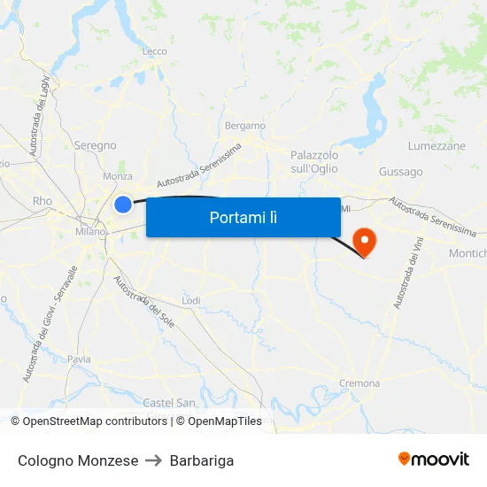 Cologno Monzese to Barbariga map