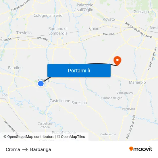 Crema to Barbariga map