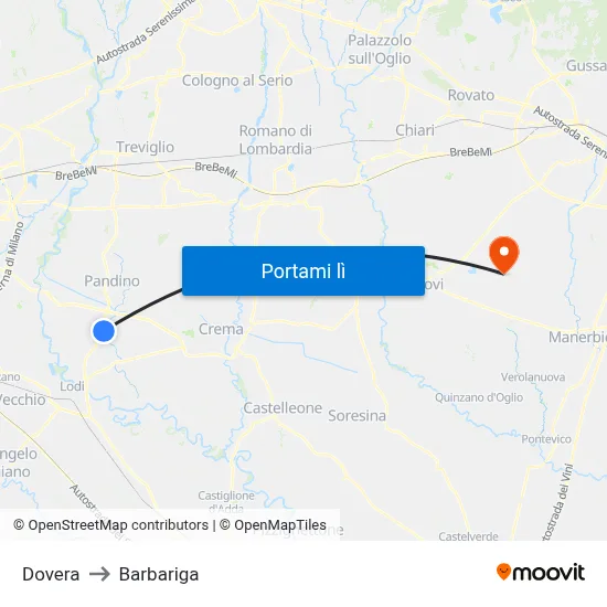Dovera to Barbariga map