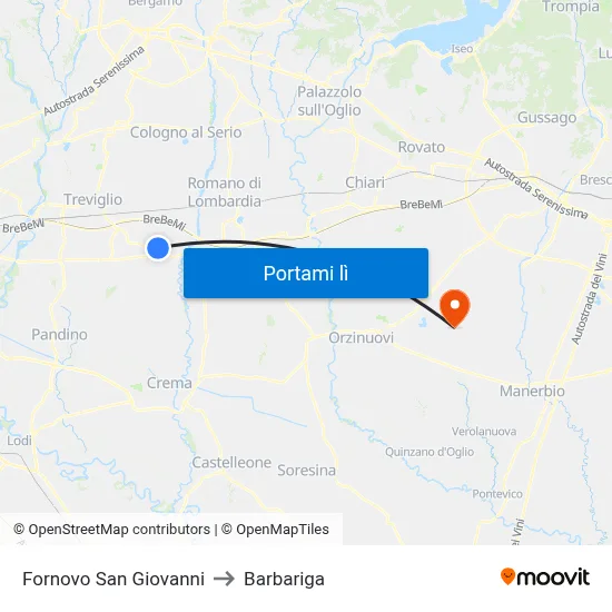 Fornovo San Giovanni to Barbariga map