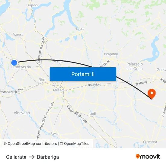 Gallarate to Barbariga map