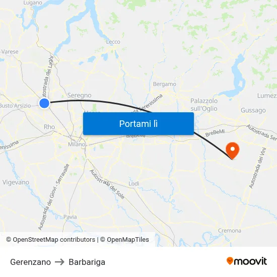 Gerenzano to Barbariga map
