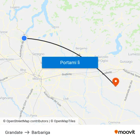 Grandate to Barbariga map