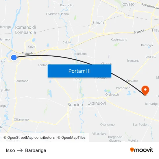 Isso to Barbariga map