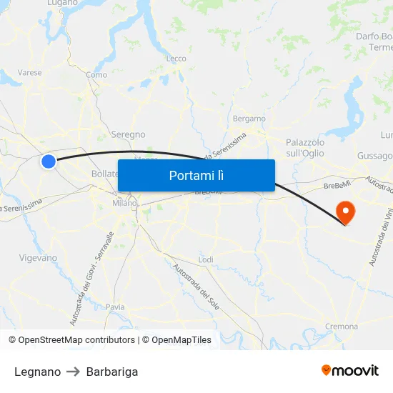 Legnano to Barbariga map