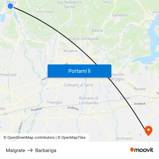 Malgrate to Barbariga map