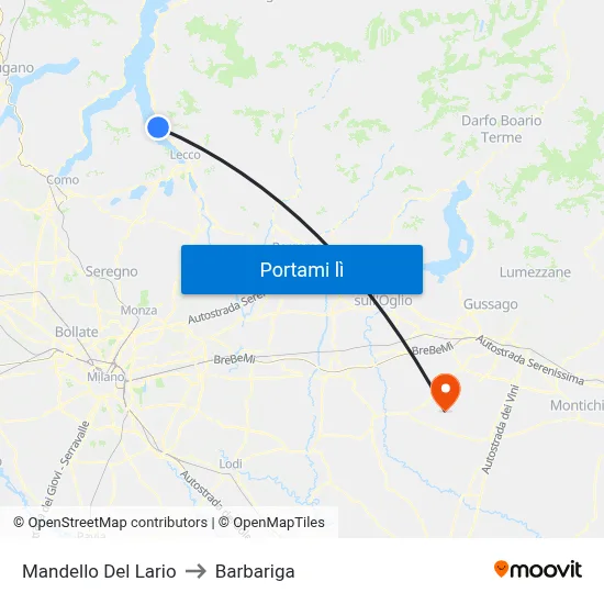 Mandello Del Lario to Barbariga map