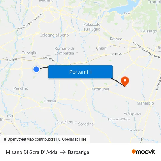 Misano Di Gera D' Adda to Barbariga map