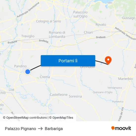 Palazzo Pignano to Barbariga map