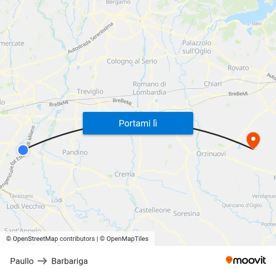 Paullo to Barbariga map