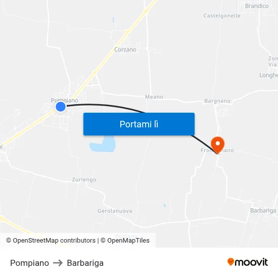 Pompiano to Barbariga map