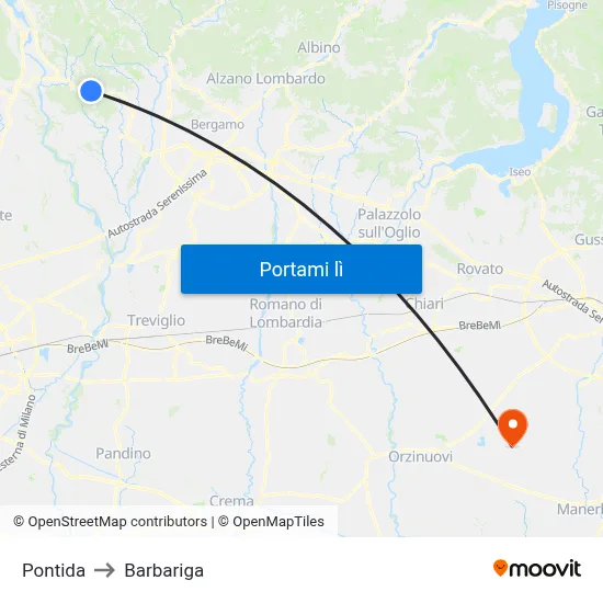 Pontida to Barbariga map