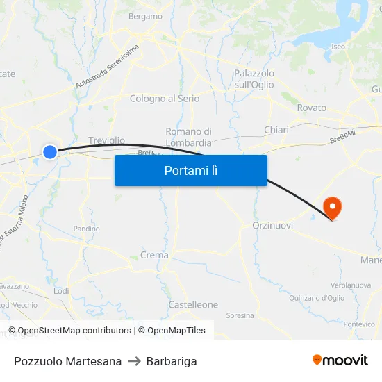 Pozzuolo Martesana to Barbariga map